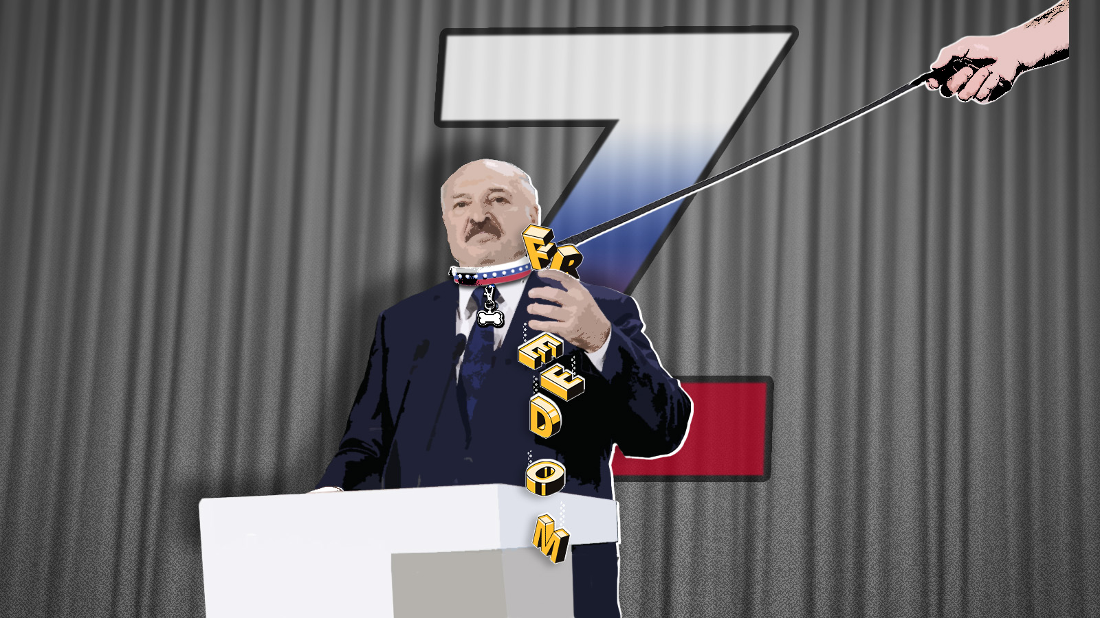 [Illustration; Drawing of Lukashenka]